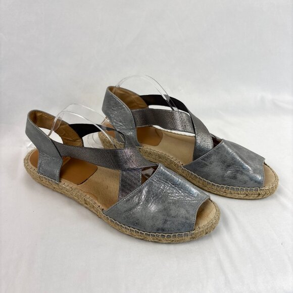Kanna Espadrille Sandals Women’s 41 Metallic Silver Crisscross Slingback Spain - Picture 2 of 16